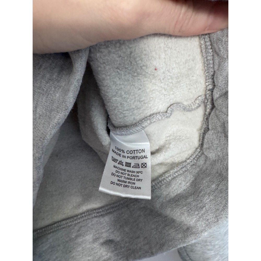 KULE Cropped Hoodie Heather Gray Cotton Striped Cuff Sweatshirt Size Large - Picture 3 of 5